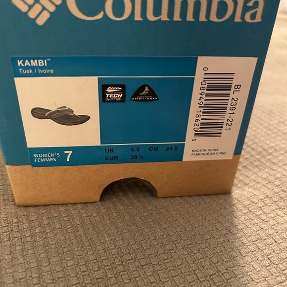 Columbia Kambi Flip Flops Size 7 Tusk/Ivorie - Picture 3 of 3
